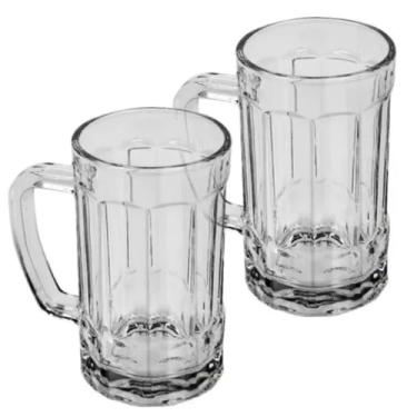 Imagem de Conjunto de Copos, Caneca de Vidro Transparente Cerveja em Vidro Transparente de 390 ML(Conjunto de 2) de Copos de Cerveja Adequado para Bares e Restaurantes