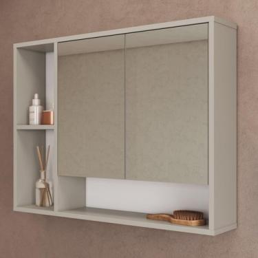 Imagem de Armário Espelheira de Banheiro 80 Bari com 2 Portas e Nichos Arenas - 