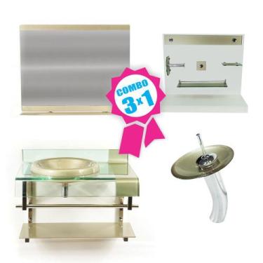 Imagem de Combo 3 em 1 - Gabinete 70cm Turquia + Torneira Ibiza + Kit Banheiro J