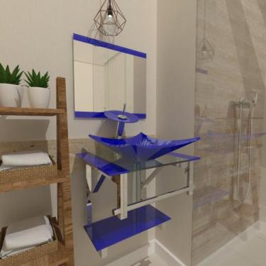 Imagem de Gabinete de Vidro 45cm para banheiro Escócia - EKASA, Azul Escuro