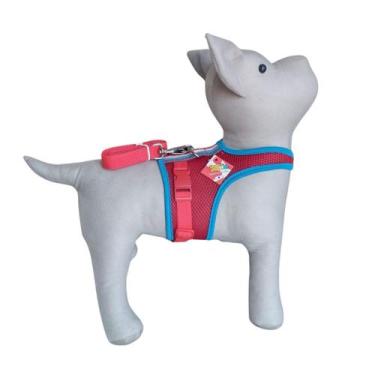 Imagem de Peitoral Guia Cachorro Snob Dog Vermelho/Azul Verão, G