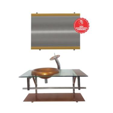 Imagem de Gabinete de Vidro 80cm para Banheiro Letónia - EKASA, Dourado Real