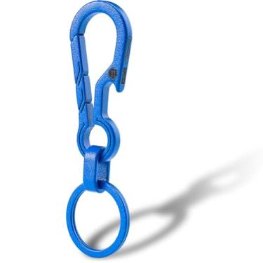 Imagem de KeyUnity KM01 Clipe de chaveiro de titânio EDC com abridor de garrafa, mosquetão de liberação rápida para homens, Km01 (azul), M
