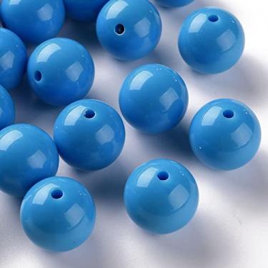 Imagem de Spritewelry 111 peças/500 g 20 mm contas redondas de acrílico grosso chiclete azul contas opacas espaçador solto para fazer joias, pulseiras, colar, artesanato artesanal