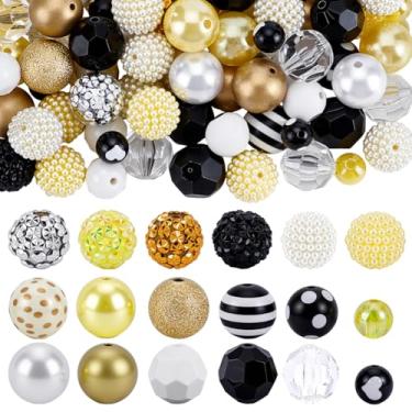 Imagem de AHANDMAKER 116 peças de contas de strass de 20 mm Rondelle espaçador contas mistas de resina de cristal contas grossas de pérolas redondas para canetas colar de pulseira de contas DIY caneta artesanal