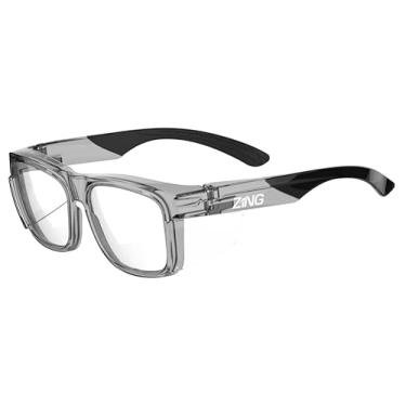Imagem de Óculos de segurança 2 em 1 série ANSI Z87 Z-Force 20-505 com protetores laterais, armação cinza, lente transparente