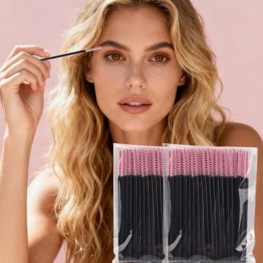 Imagem de Mini varinhas de rímel descartáveis skinny, 100 peças, micro pincel de cílios, aplicadores de pincéis de maquiagem pequenos para sobrancelhas