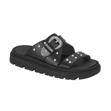 Imagem de Tamanco Feminino Moleca Flatform Tiras Cruzadas Fivela Preto 34