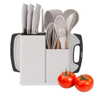 Imagem de Kit Utensílios de Cozinha Branco 19 Peças Colher de Silicone e Madeira Conjunto Jogo | Organizar e Completar a Cozinha