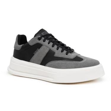 Imagem de COLIVR Tênis Masculino em Couro Legítimo, Design Moderno, Sola Branca, Casual Streetwear, Palmilha em Gel, Numeração 37-44, Preto e Cinza (Cinza + Preto, BR, Adulto, Numérico, 40)