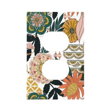 Imagem de Boêmio Floral 1 Gang Duplex Receptáculo Tomada Placa de Parede Flores Vintage Decorativas Placa Frontal Elétrica Interruptores de Luz para Cozinha, Banheiro, Quarto