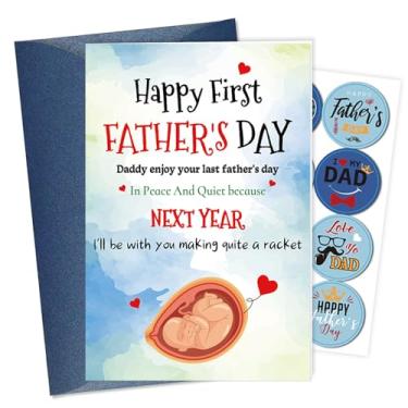 Imagem de FurniGift Cartão engraçado do primeiro dia dos pais - Happy 1st Fathers Day Gift Cards for Daddy from Daughter Son, for New Dad Daddy To Be Expecting Father, conjunto de cartões com envelope e