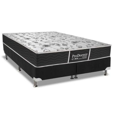 Imagem de Cama Box Queen: Colchão Molas Bonnel Probel Prodormir Sleep + Base Crc Suede Black(158X198)