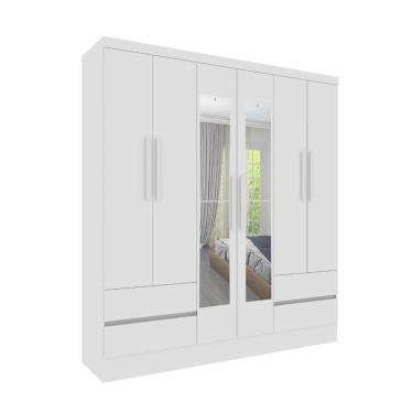 Imagem de Roupeiro Oregon 6 Portas Com Espelho E 4 Gavetas Tcil Cor:neve