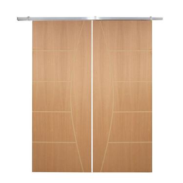 Imagem de Porta Dupla De Correr P- Verniz Frisada F10 - 210x180