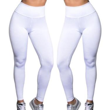 Imagem de Calça LEGGING Branca Suplex Feminina, Cós Alto, Cintura Alta, Uniforme