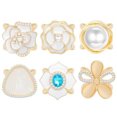 Imagem de NEWITIN 6 peças de anéis de cachecol, clipes, cachecóis, anel, grampo, camiseta, gravatas, cachecóis, cachecóis, alfinetes, fivelas para mulheres