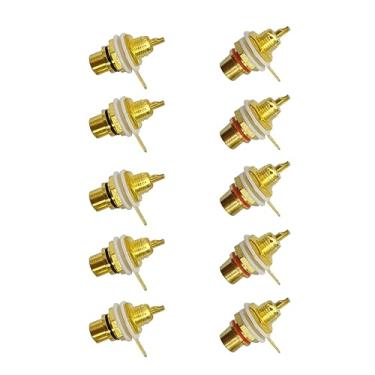 Imagem de Voluty Tek Adaptador de vídeo adequado para conectores RCA, conector de montagem em painel de flange fêmea, 10 peças