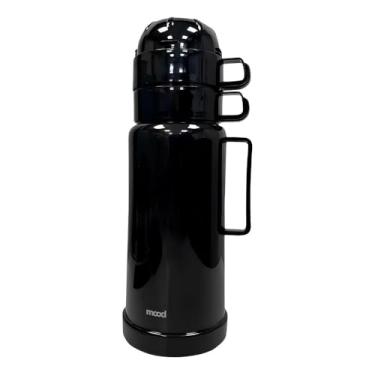 Imagem de Conjunto Garrafa Térmica Mood 1L Preta com 2 Xícaras – Ampola de Vidro, Alta Conservação, Design Elegante