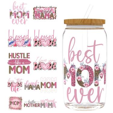 Imagem de Elewins 12 peças de papel de transferência UV DTF para Dia das Mães, envoltórios de copo UV DTF para 473 ml, óculos, mesas, cadeiras, computadores, papel de transferência UV DTF de alta viscosidade