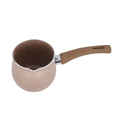 Imagem de Panela de leite, mini panela com alça única, aquecedor de café, mini panela para ferver, de liga de alumínio, antiaderente, antiescaldante, panela de leite, vermelha (café)