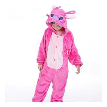 Imagem de Macacão Fantasia Pijama Infantil Kigurumi Rosa Pelúcia Inver
