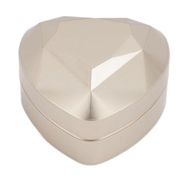 Imagem de Caixa de colar em formato de coração LED elegante e elegante caixa de presente de joias românticas com luzes LED para proposta de noivado de casamento aniversário dia dos (Ouro)