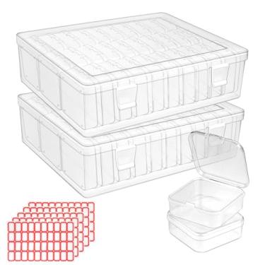 Imagem de Caixa organizadora de contas pequenas, 62 peças, estojos de armazenamento de plástico transparente, mini recipientes de armazenamento de contas transparentes com 200 peças de adesivos para miçangas