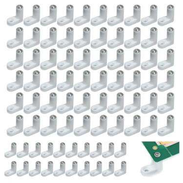 Imagem de 80 peças de pés de montagem de placa PCB, com 80 parafusos, suportes de placa mãe pés de plástico em forma de L, suportes de placa de circuito, peças de acessórios para placa-mãe de console, ferragens