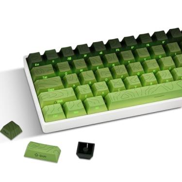 Imagem de Conjunto de teclas PBT de 133 teclas com legendas iluminadas lateralmente, perfil cereja para 60% 65% 75% 80% 100% teclados mecânicos, design de arte de linha personalizada