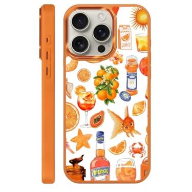 Imagem de Zhhoya Capa para iPhone 15 Pro, estampa de colagem de suco de peixe laranja compatível com MagSafe capa rígida protetora para mulheres, homens, meninos e meninas