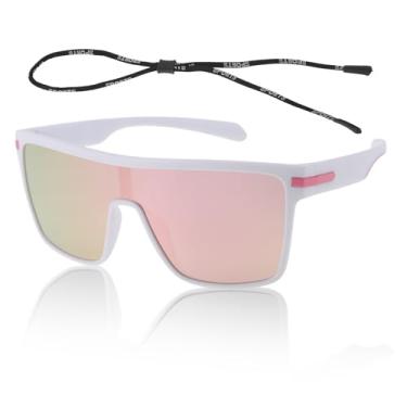 Imagem de TUCKBOLD 1 conjunto de óculos de sol de ciclismo anti-reflexo Tri-Acetil Cellulos TR90 UV400 Óculos de sol de ciclismo lentes rosa armação branca rosa