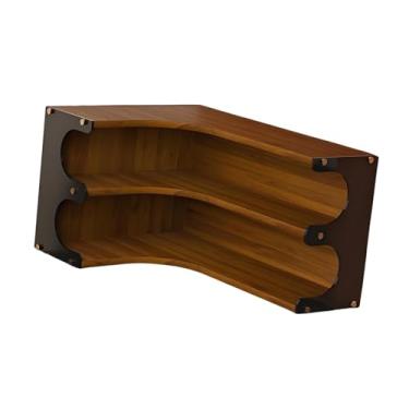 Imagem de Ｂｅｓｇａ Organizador de canto para mesa, suporte para caneca de café, organizador de, suporte versátil para armazenamento de xícaras, 2 níveis para, Cor Noz