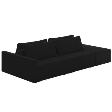 Imagem de Sofá Ilha Modular Com Puff Para Sala Living 252cm Georgia K04 Veludo Preto - Mpozenato