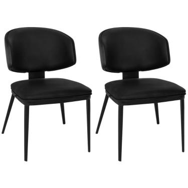 Imagem de Kit 2 Cadeiras De Jantar Estofada Siena Design Italiano Encosto Flutuante Com Espuma De Alta Densidade - Preto
