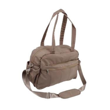 Imagem de Colaxi Bolsa de ginástica multifuncional para homens e mulheres, com vários bolsos, estilo sacola esportiva, transversal, ideal para guardar equipamentos de, Camelo