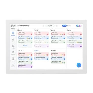 Imagem de aqxreight Calendário Digital, Gráfico de Tarefas, Planejador Familiar Inteligente, Tela Sensível Ao Toque HD, Plano de Refeições, Porta-retratos, Mesa de Parede Montável