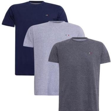 Imagem de Kit 3 Peças Camisetas Básicas Masculina FMF em Algodão Premium no Estilo Tommy Bordado Itália-Masculino