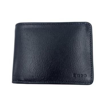 Imagem de Carteira Euro Couro Masculina Preta - Preto Tamanho U-Masculino