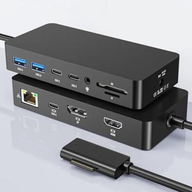 Imagem de Estação de ancoragem Microsoft Surface com telas triplas HDMI+DP + USB C, base de superfície 12 em 1 para Surface Pro 11/10/9/8/X/7/6/5/4/3, Surface Laptop 6/5/4/3/2/1, Surface Laptop Go 3/2/1