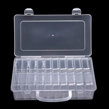 Imagem de KAZIPOP Caixa de armazenamento de contas, recipientes organizadores de plástico transparente com tampas articuladas para fazer pulseiras, arte de unhas, contas de sementes, estojo de artesanato com