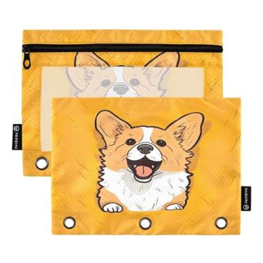 Imagem de Wassud Cute Corgi Pacote com 2 Pastas de Fichário Pastas de Bolso com 3 Furos, Pasta Organizadora de Fichários para Casa, Escritório