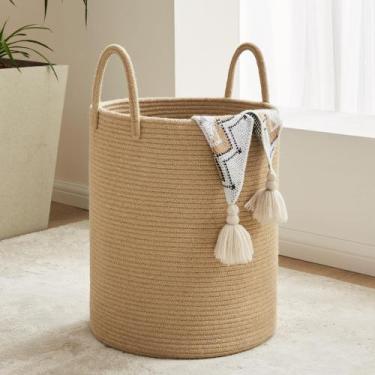 Imagem de Cesto de roupa suja YOUDENOVA Cotton 72L, tecido dobrável, marrom