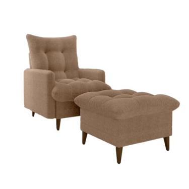 Imagem de Poltrona de Amamentação Montreal com Puff - Suede Cinza, Reclinável, Madeira Maciça, Suporta 110kg - Conforto para Mães, Sala de Estar e Cantinho de Leitura(Boucle Marrom)