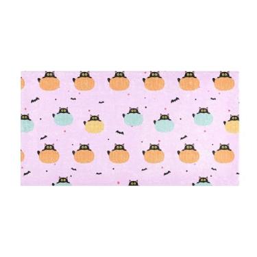 Imagem de Burbuja Tapete de corredor preto gatos espiando de abóboras tapete de cozinha antiderrapante tapete de borracha para corredor, quarto, sala de estar, decoração de entrada, lavável na máquina, 51 x 99