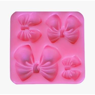 Imagem de Molde de fondant de laço de silicone ferramenta de decoração de bolo estilo de desenho animado para artesanato de panificação rosa 2 peças