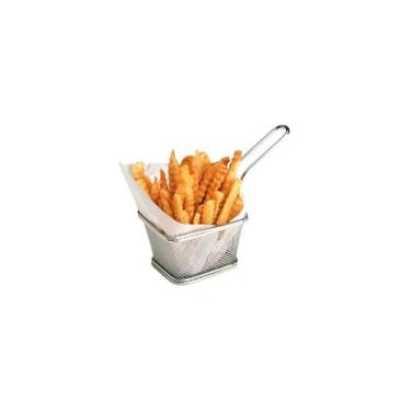 Imagem de Cesto para Fritura Premium em Aço Inox, 21,3cm Diâmetro x 6cm Altura, 98g, Resistente à Corrosão, com Cabo Longo, para Batata Frita e Petiscos