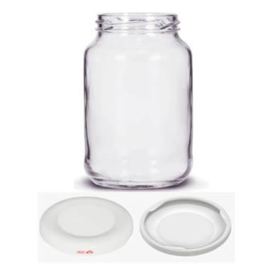 Imagem de Kit 20 Unidades - Pote de Vidro Conserva 600ml - Tampa Branca