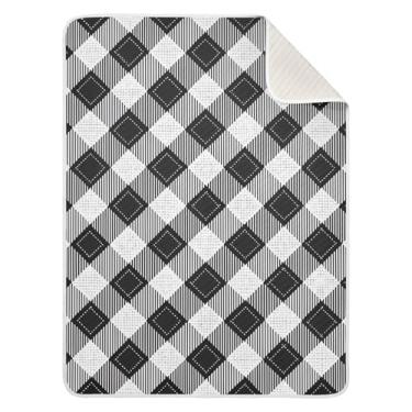 Imagem de WELLDAY Cobertor de bebê preto e branco, ultramacio, aconchegante, infantil, recém-nascido, para carrinho de bebê, 76 x 101 cm, unissex