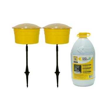 Imagem de Kit 2 Armadilha + Atrativo Papa Mosca Captura Atrai Mata Mosca Com Suporte 5 á 20 Litros Jt Home (5 LITROS)